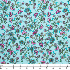 Benartex Jacobean Garden Floral Arabesqeu Aqua 15082 82 - 32-inch EOB Special