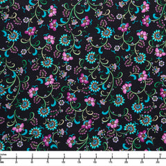 Benartex Jacobean Garden Floral Arabesque Black 150821 12 - 32-inch EOB Special