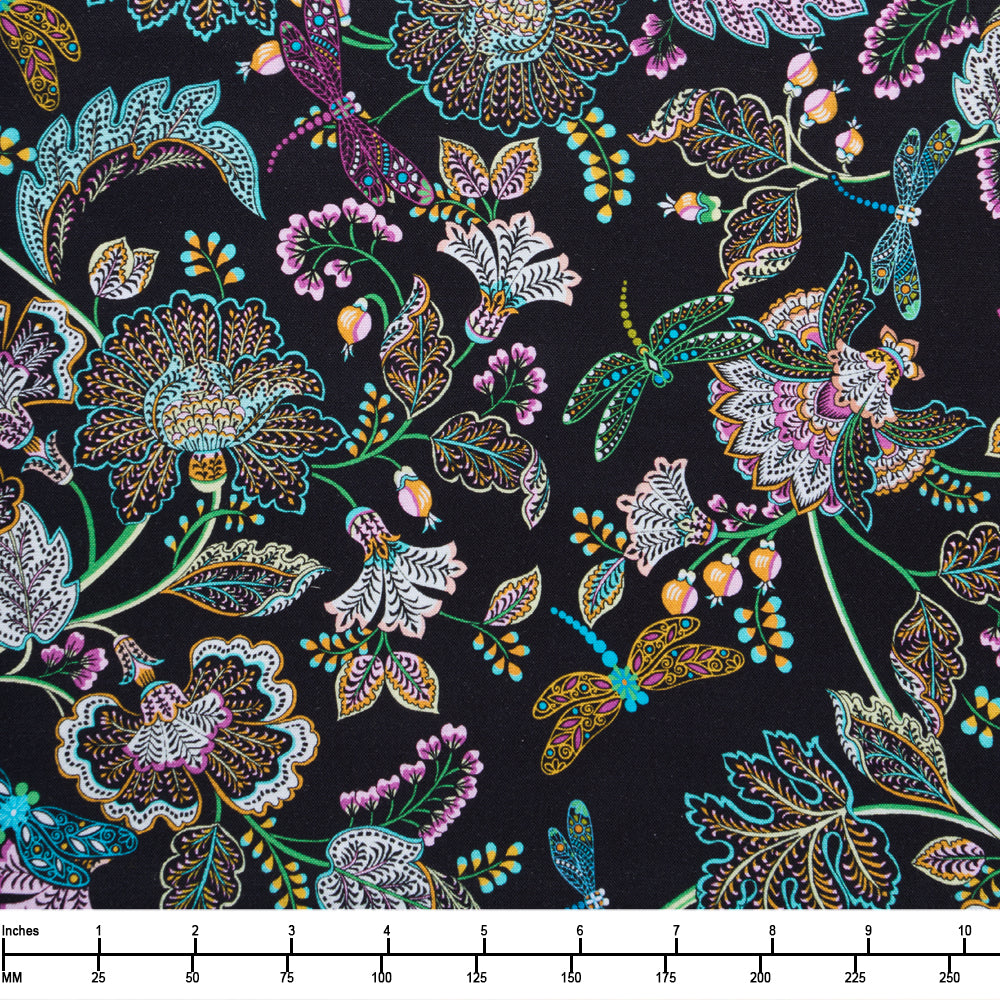 Benartex Jacobean Garden Garden Serenade Black 15077 12 - By The Yard