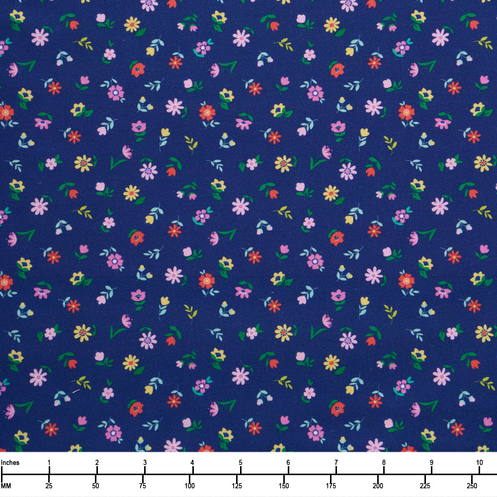 Benartex Love Grows Here Sweet Flowers Navy 14671 56 - 22-inch EOB Special
