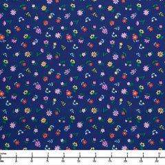 Benartex Love Grows Here Sweet Flowers Navy 14671 56 - 22-inch EOB Special
