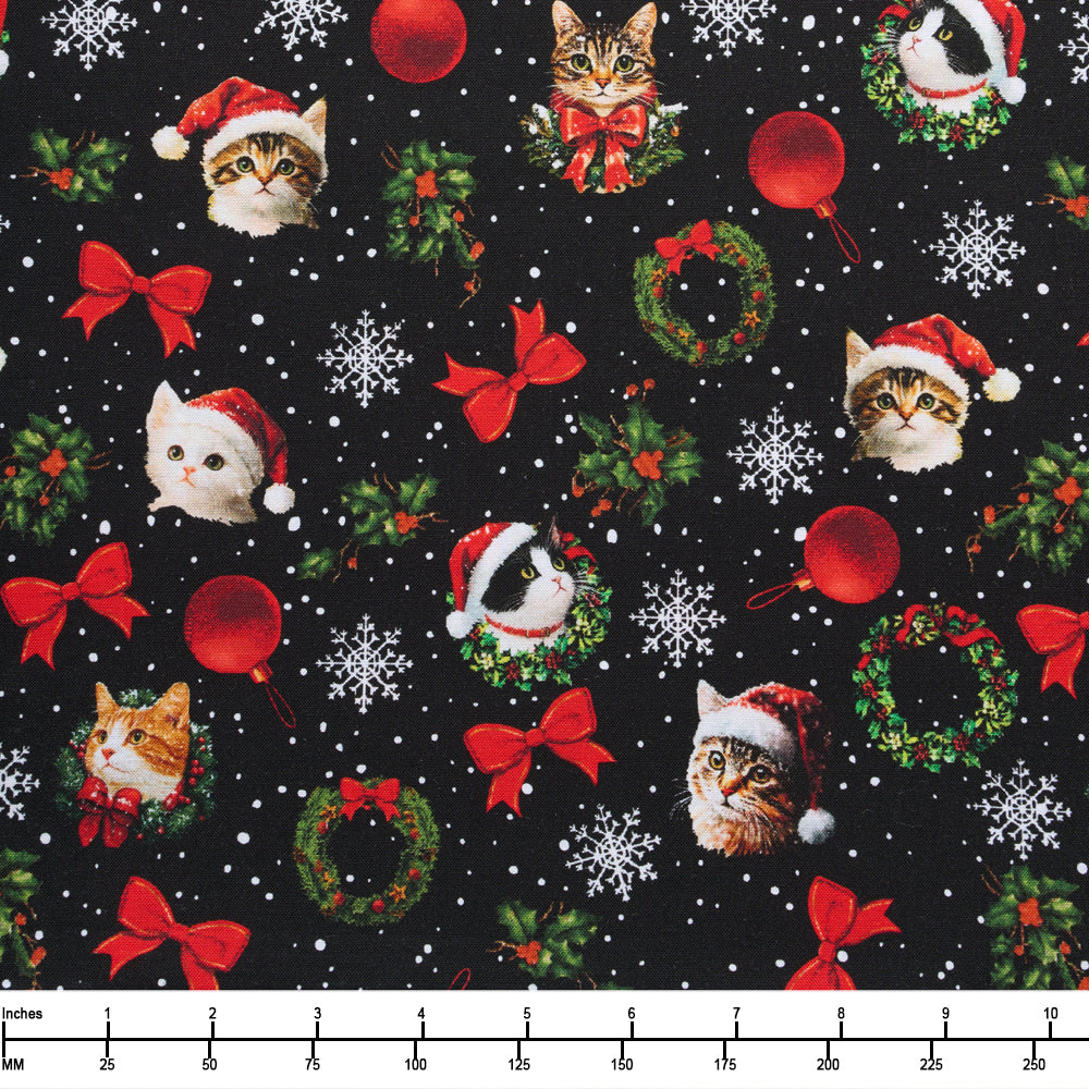 Benartex Merry Cats Toss Black Multi 16774 12 - 32-inch EOB Special