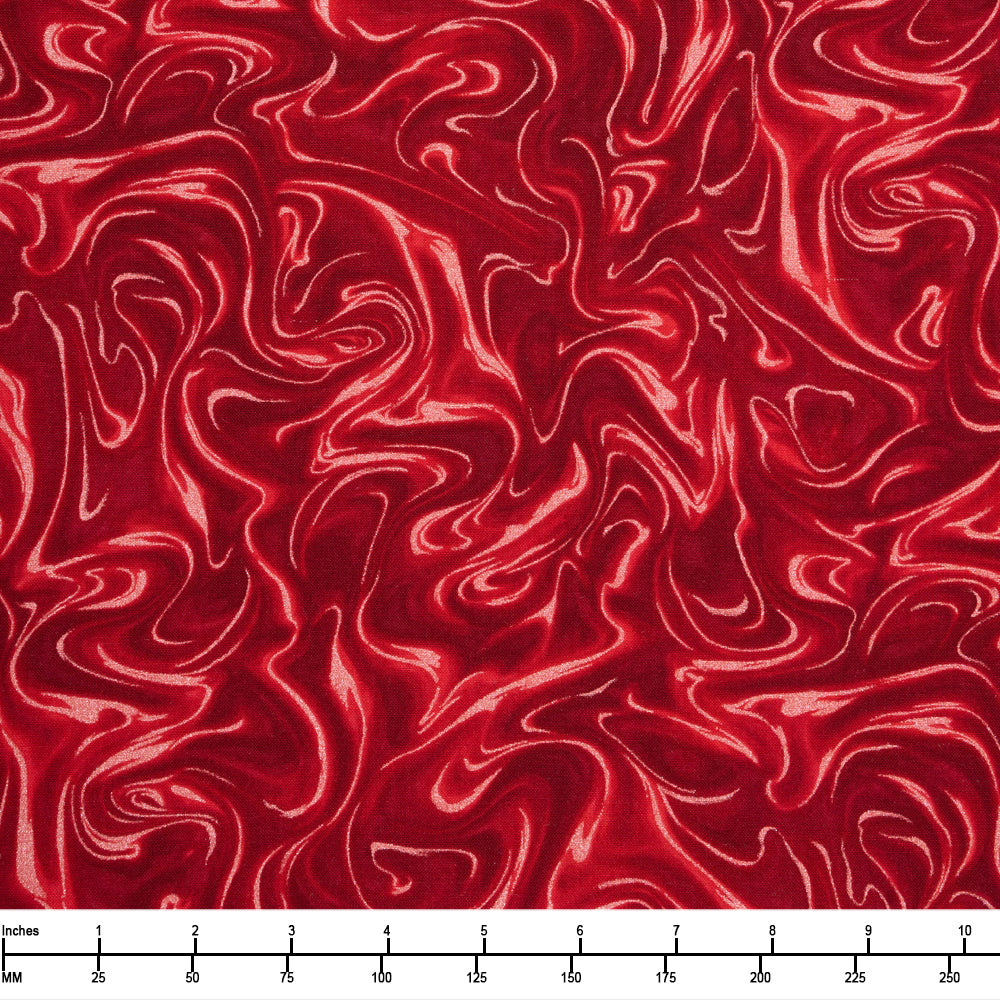 Benartex Pearlized Marble Marbleized Scarlet Red 12814P20 - 32-inch EOB Special