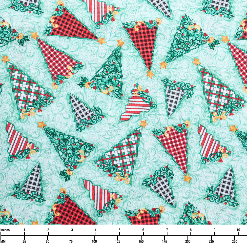 Benartex Highland Glen Tartan Trees Mint Multi 16820 40 - 32-inch EOB Special