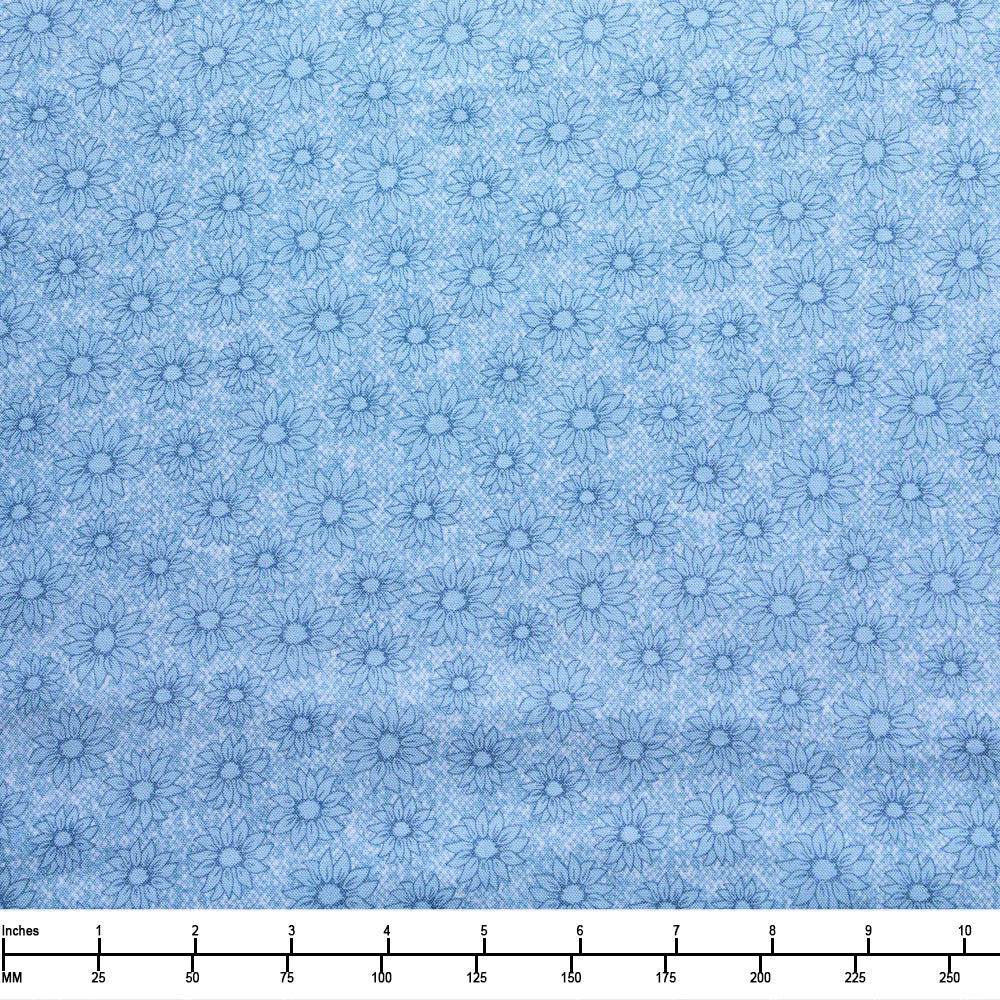 Benartex Sunflower Days Pressed Sunflower Light Denim 16604 05 - 22-inch EOB Special