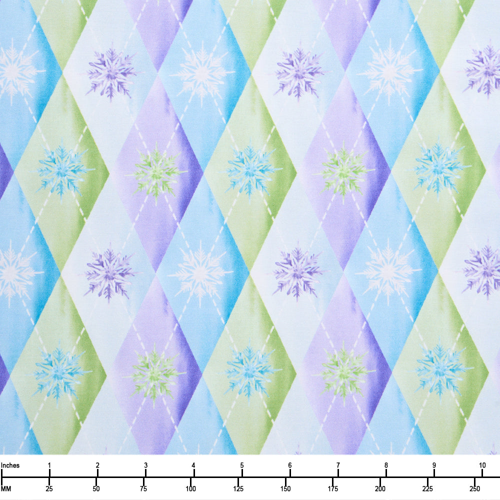 Blank Quilting Aurora Flurries Snowflake Argyle 4906 70 Multi - By The Yard