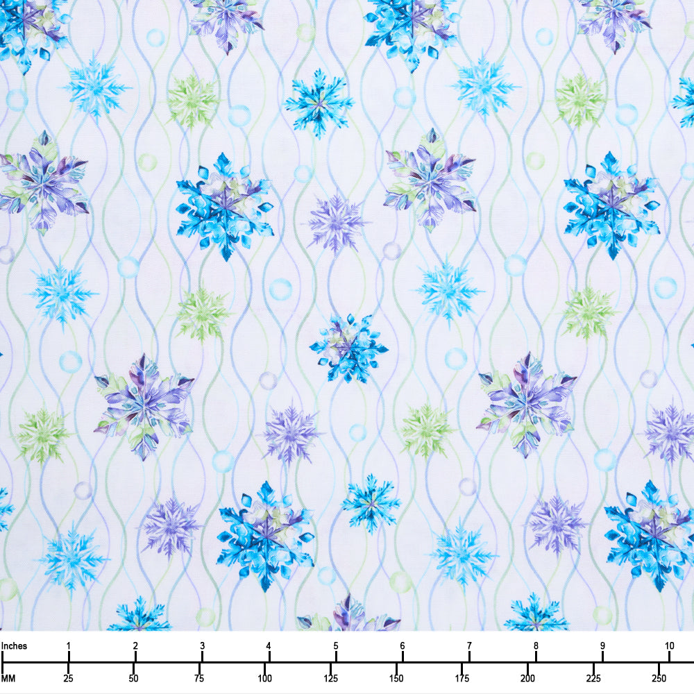 Blank Quilting Aurora Flurries Snowflake and Squiggles 4905 01 White  - By The Yard