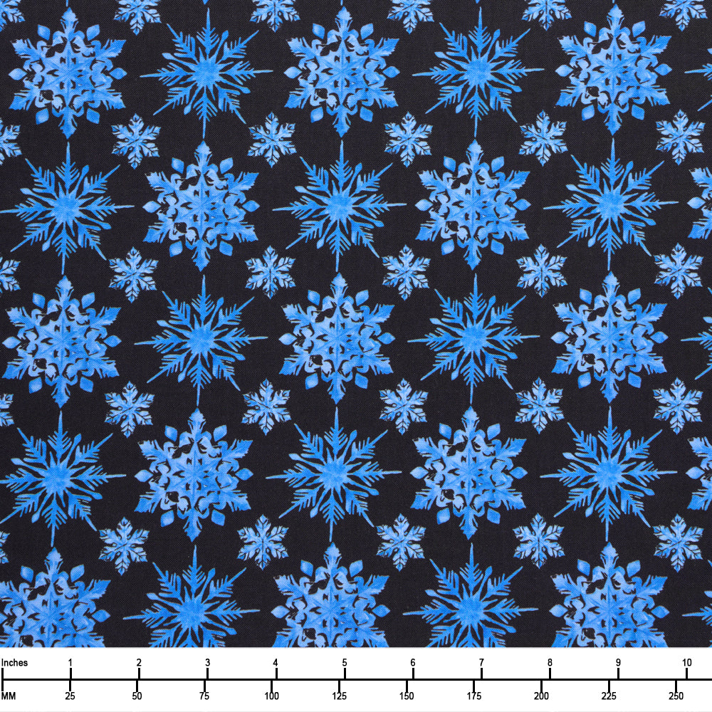 Blank Quilting Aurora Flurries Snowflakes 4908 97 Black - By The Yard