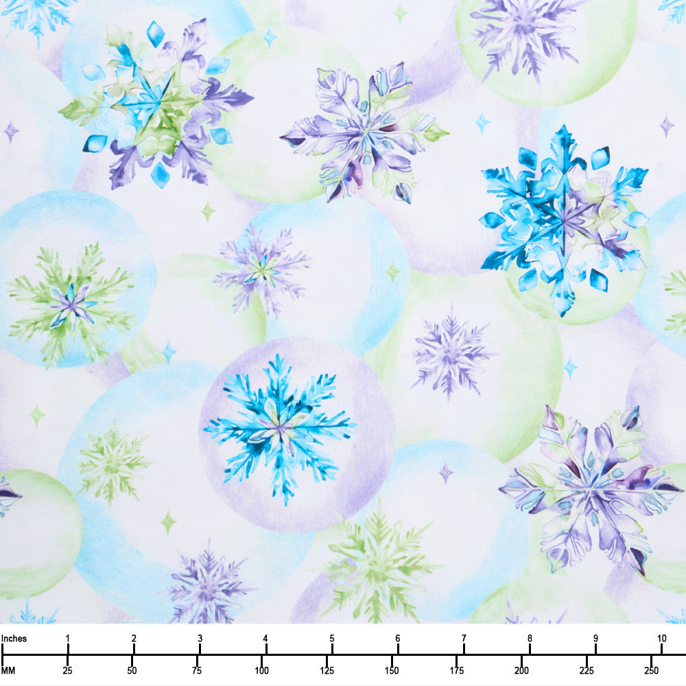 Blank Quilting Aurora Flurries Snowflakes and Bubbles 4909 70 Multi - 22-inch EOB Special