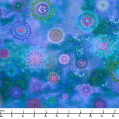 Clothworks Lily Pond Digital Mandalas Periwinkle Y4619 85 - 22-inch EOB Special