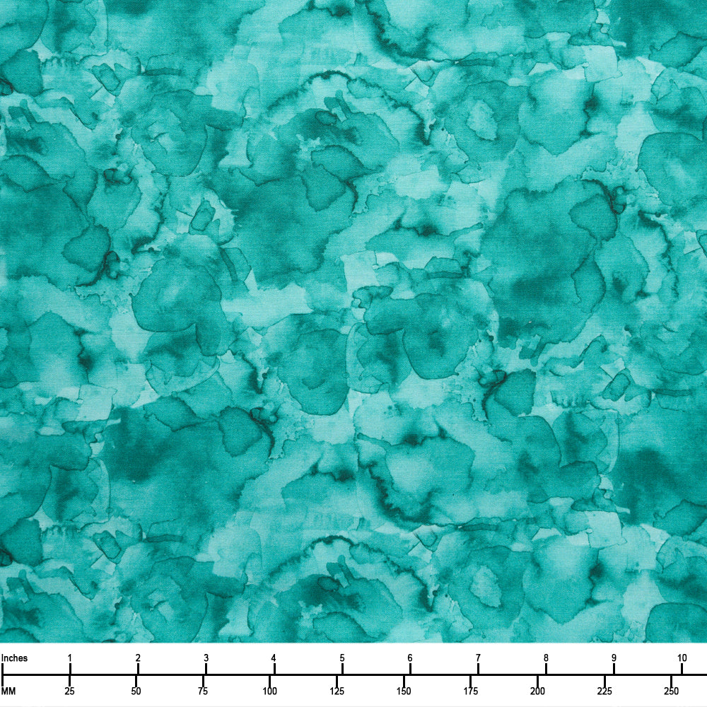 Clothworks Lily Pond Digital Watercolor Wash Turquoise Y4628 101 - 22-inch EOB Special