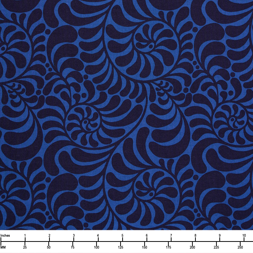 FreeSpirit Flower Dance Curlique Indigo PWJS162 Indigo  - By The Yard