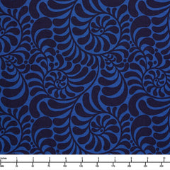 FreeSpirit Flower Dance Curlique Indigo PWJS162 Indigo  - By The Yard