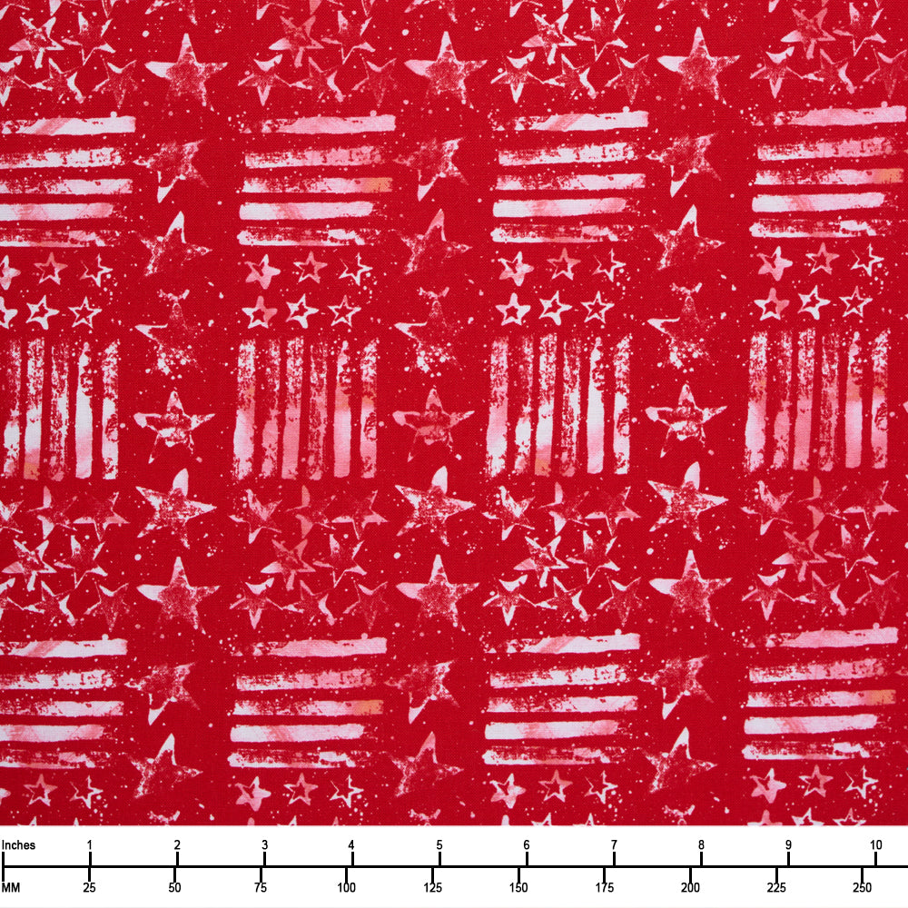 FreeSpirit Fabrics Americana Stars and Stripes SM PWKP090 Red - 22-inch EOB Special
