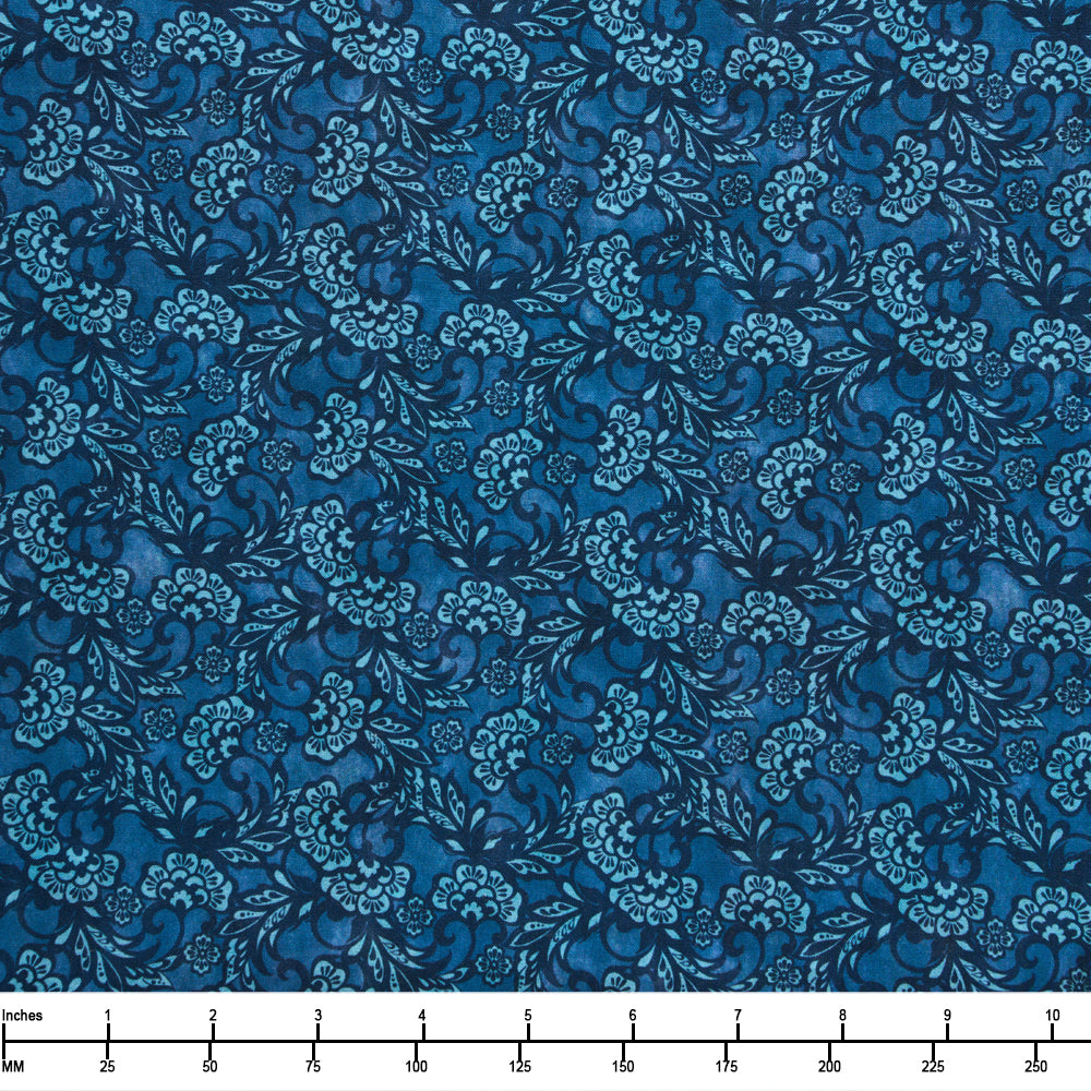 In the Beginning Carpetbag Romance 7CBR 1 Blue Tonal - By The Yard