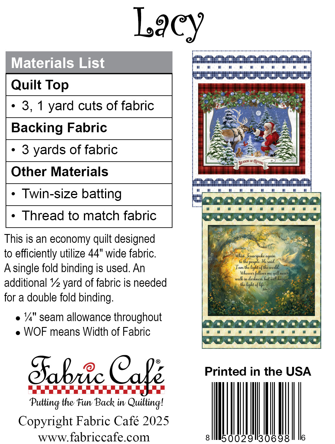 Lacy 3-Yard Quilt Pattern | Perfect for Full Panel Yard