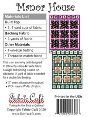 Manor House 3-Yard Quilt Pattern