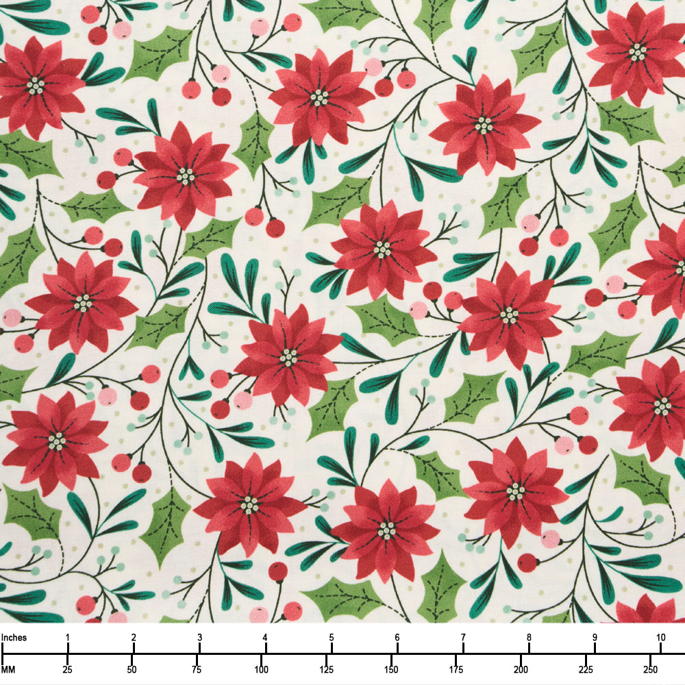 Marcus Fabrics Make it Merry Poinsettias Multi R791432 D - 32-inch EOB Special