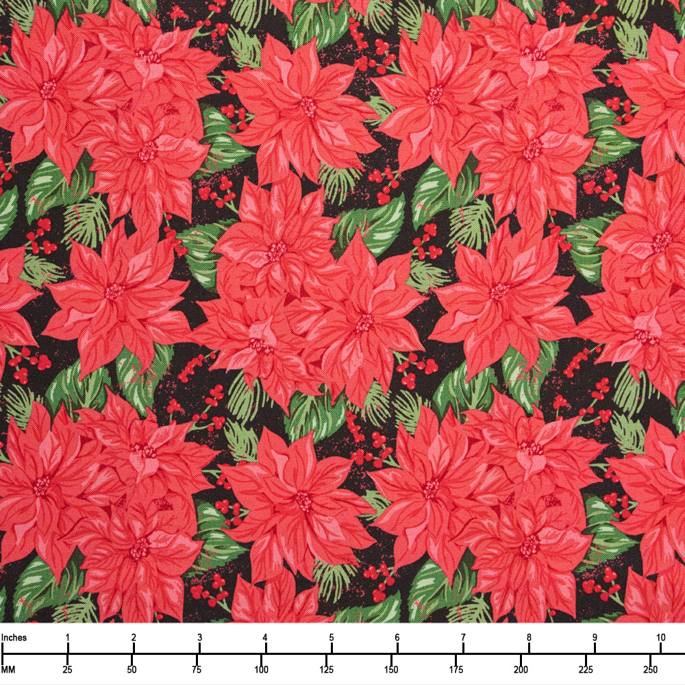 Moda Holiday Cheer Midnight Poinsett 20971 30 - 32-inch EOB Special