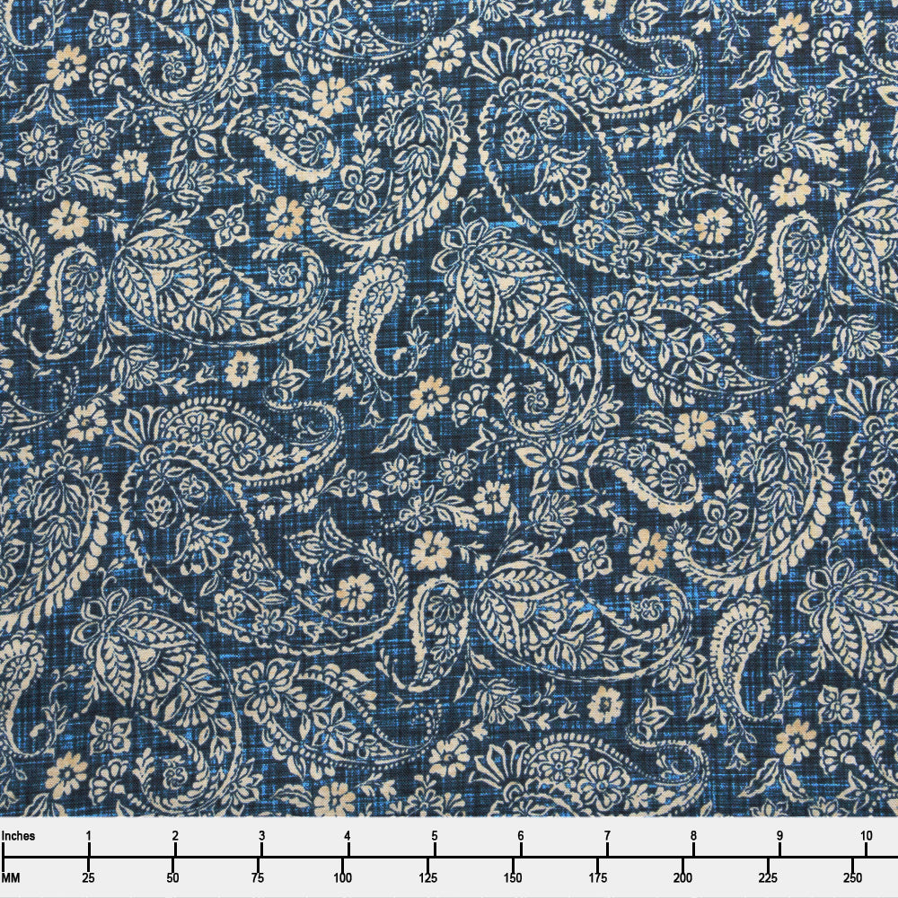 Northcott Farmhouse Sampler Paisley Navy 28607 49 - 22-inch EOB Special