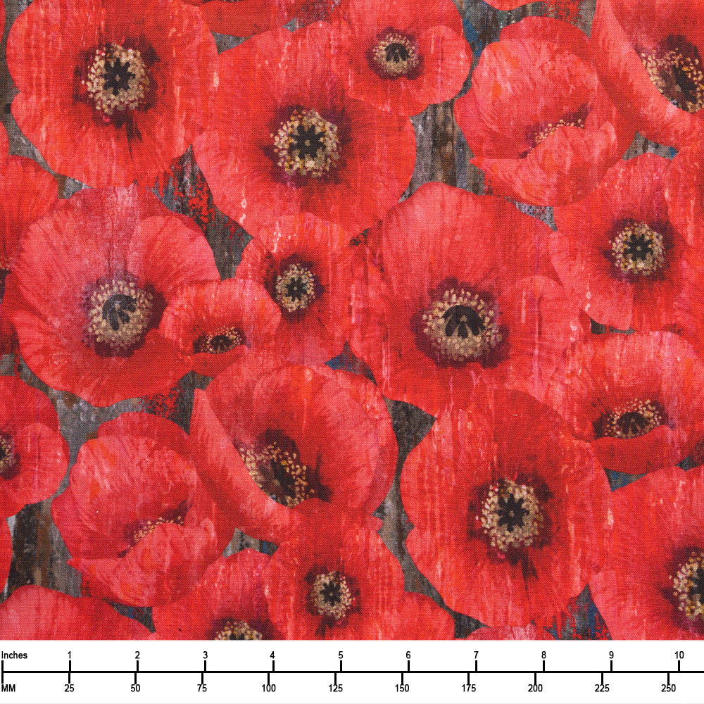 Northcott Poppy Meadow Packed Poppy Charcoal Multi DP29088 97 - 22-inch EOB Special