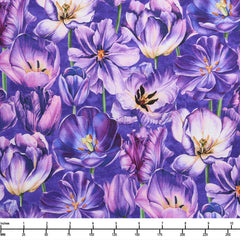 Northcott Tulip Garden Packed Tulips Purple Multi DP28493 86 - 22-inch EOB Special
