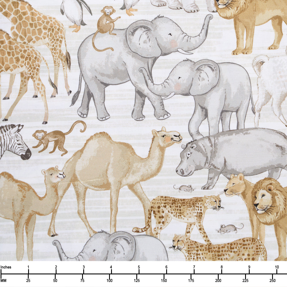 Northcott Two by Two Large Animals Cream Multi 28711 11 - 22-inch EOB Special