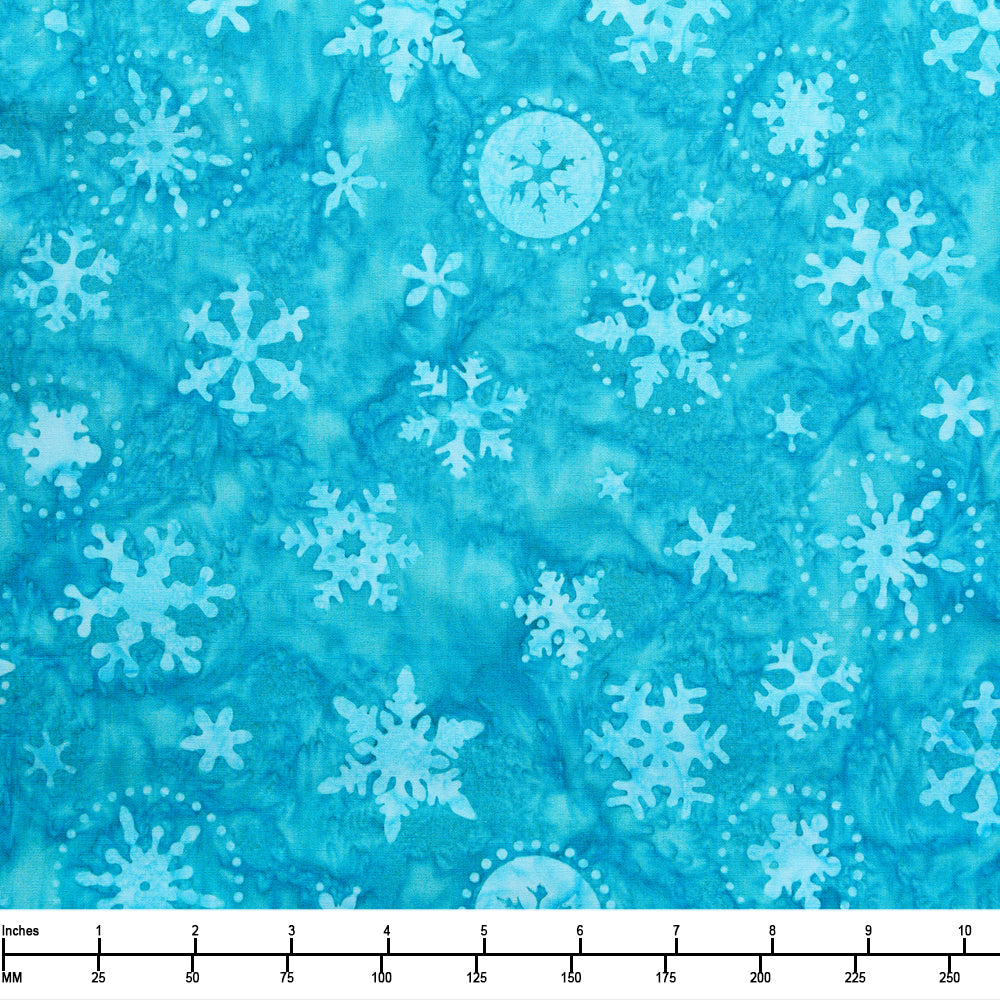 Northcott Banyan Batiks Christmas Cheer Snowfest 83461 62 Blue Topaz - 28-inch EOB Special