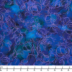 P&B Textiles Painted Sea Flowing Linework PSEA 05944 DV - 32-inch EOB Special