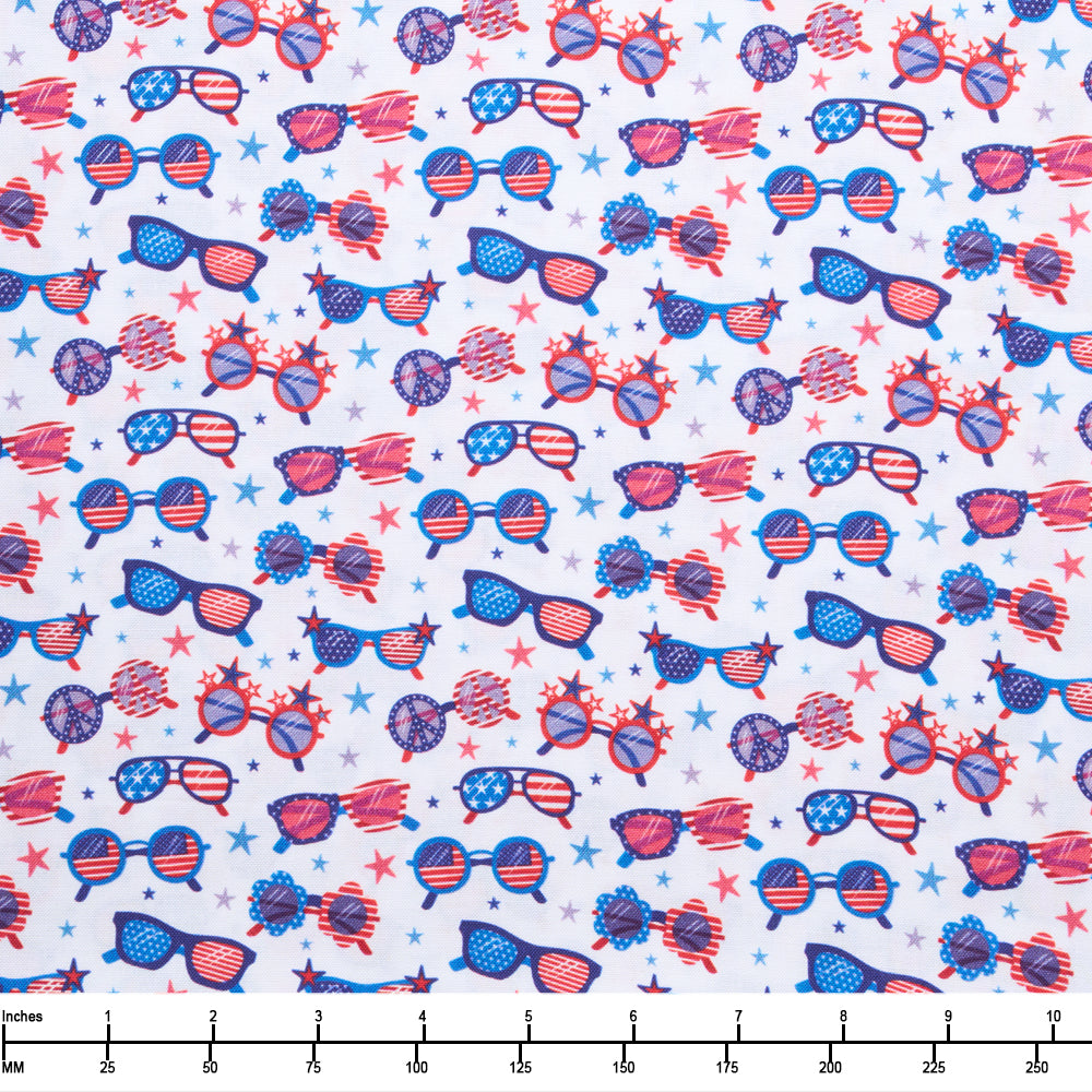 P&B Textiles Patriotic Minis Spectacular Allover PMIN06055 W - 28-inch EOB Special