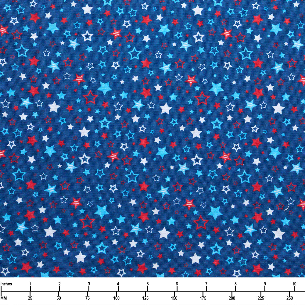 P&B Textiles Patriotic Minis Tossed Stars PMIN 06046 DB - 22-inch EOB Special
