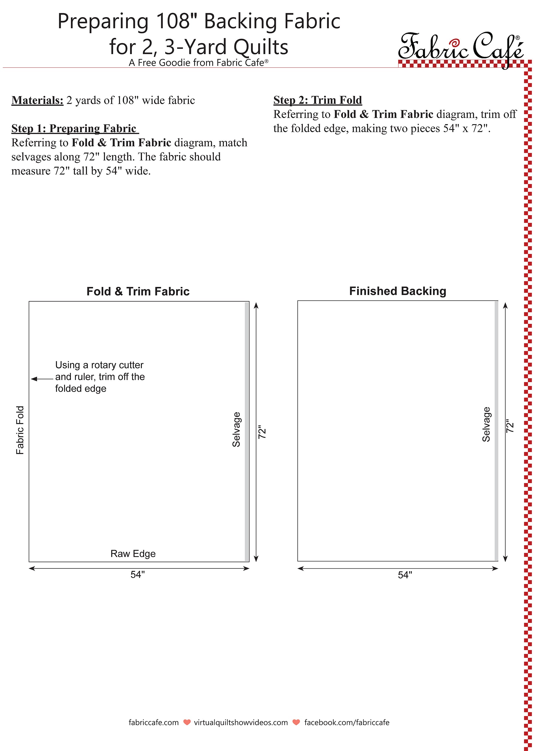 A guide on using 108 inch fabric for the backing of two 3-yard quilt tops
