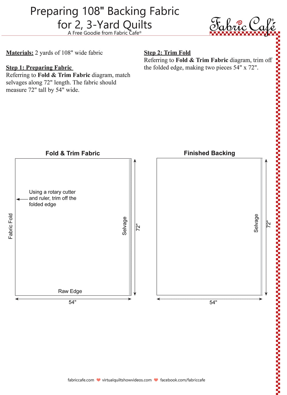 A guide on using 108 inch fabric for the backing of two 3-yard quilt tops