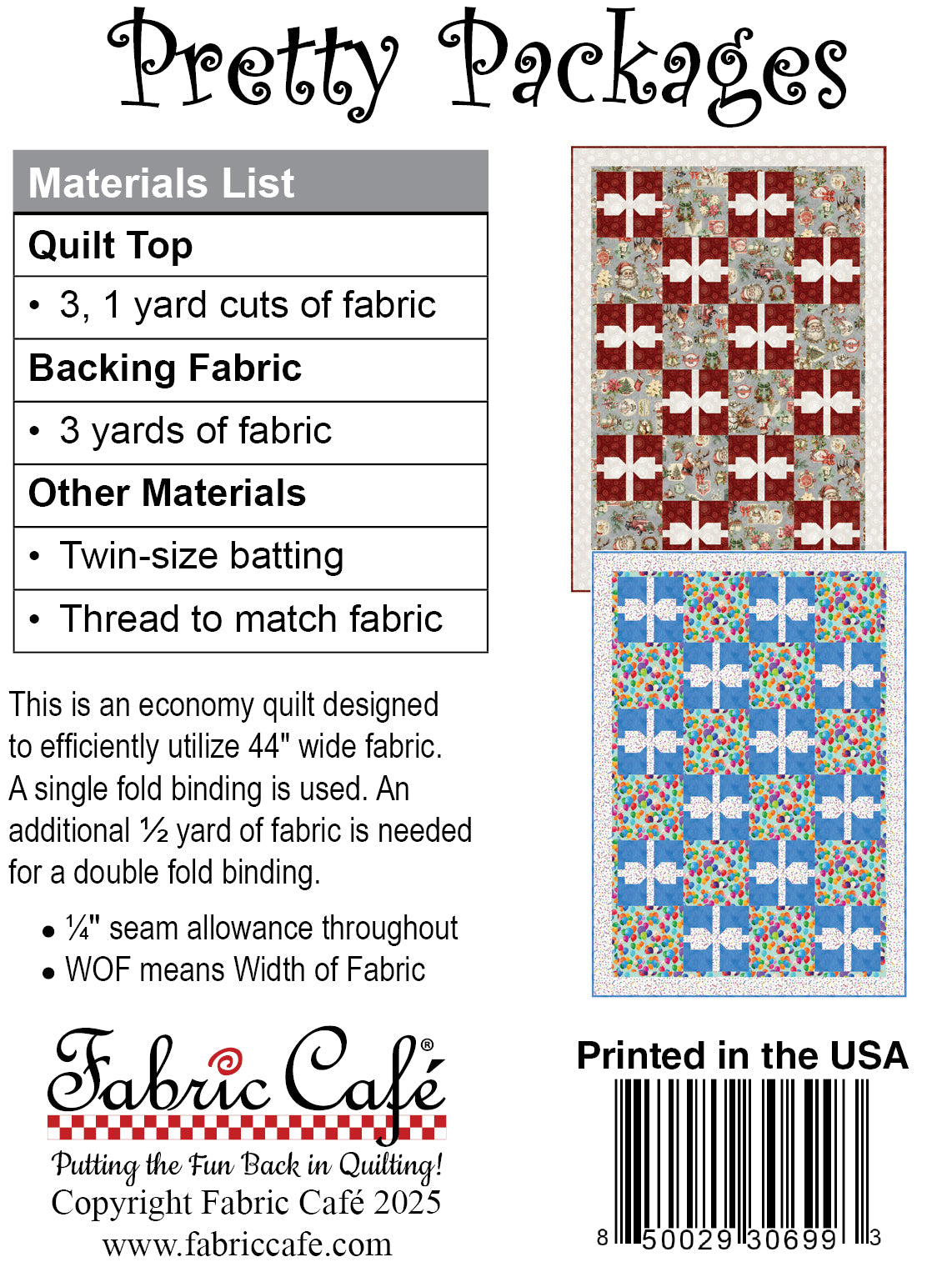 Pretty Packages 3-Yard Quilt Pattern