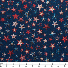 QT Fabrics All American Snowman Stars 32046 N Navy - 22-inch EOB Special