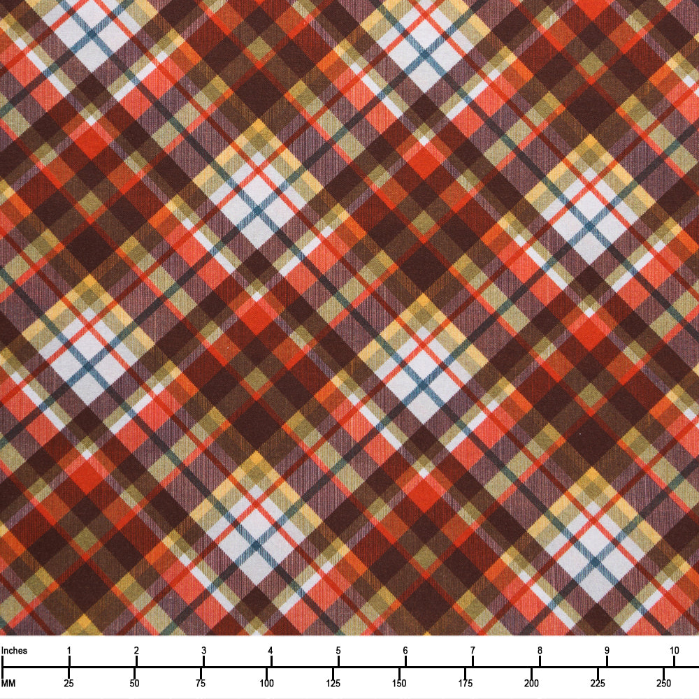 QT Fabrics Autumn Stitches Diagonal Plaid Brown 2600 32036 A - 22-inch EOB Special