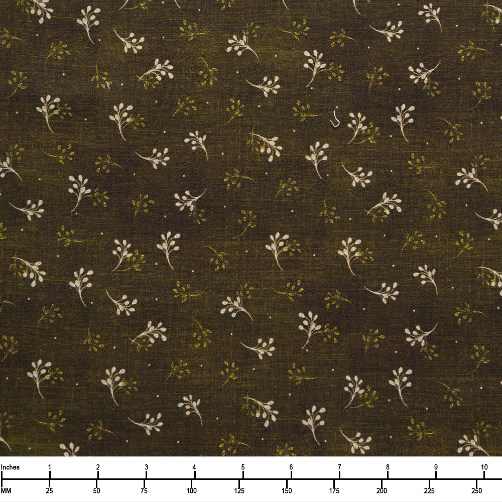 QT Fabrics Autumn Stitches Sprigs Evergreen 2600 32035 F - 22-inch EOB Special