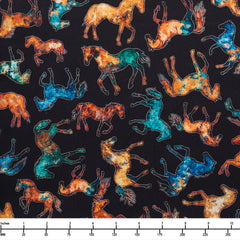 QT Fabrics Born to Run Horse Silhouettes Black 31478 J - 32-inch EOB Special