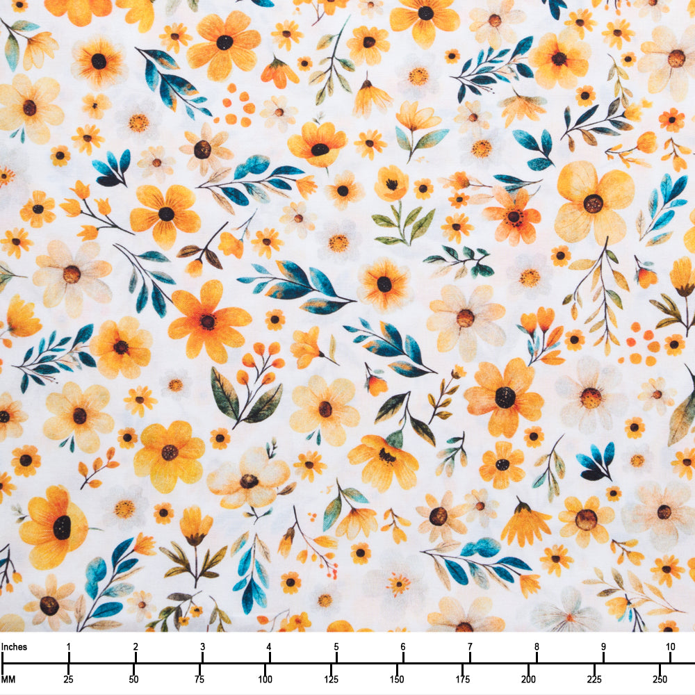 QT Fabrics Buzz Buzz Buzz Floral White 2600 31704 Z - 32-inch EOB Special