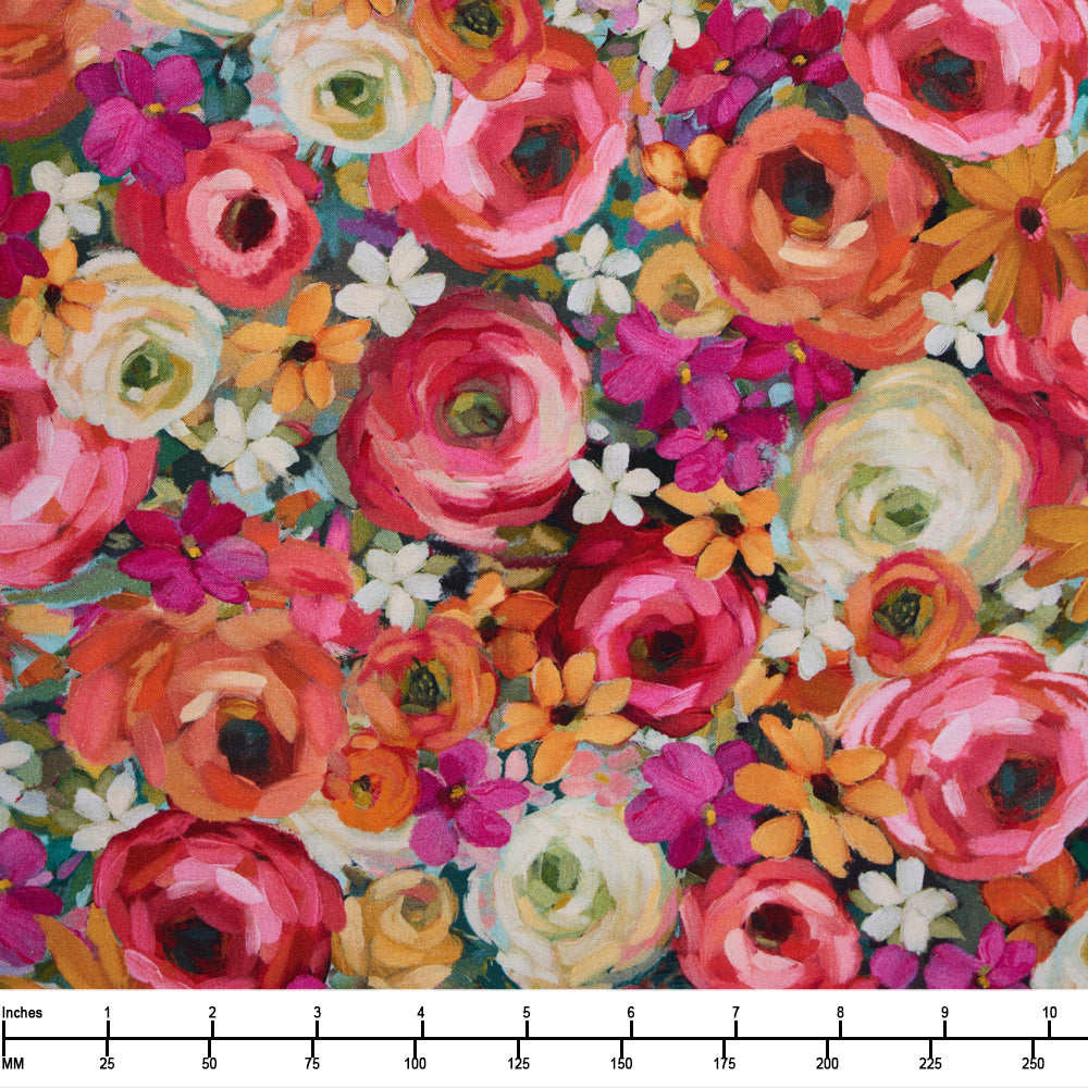 QT Fabrics Fluttering Petals Packed Floral Multi 2600 31551 X - By The Yard