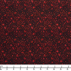 QT Fabrics Hearts & Hugs Hearts & Scroll Garnet 31651 M - 22-inch EOB Special