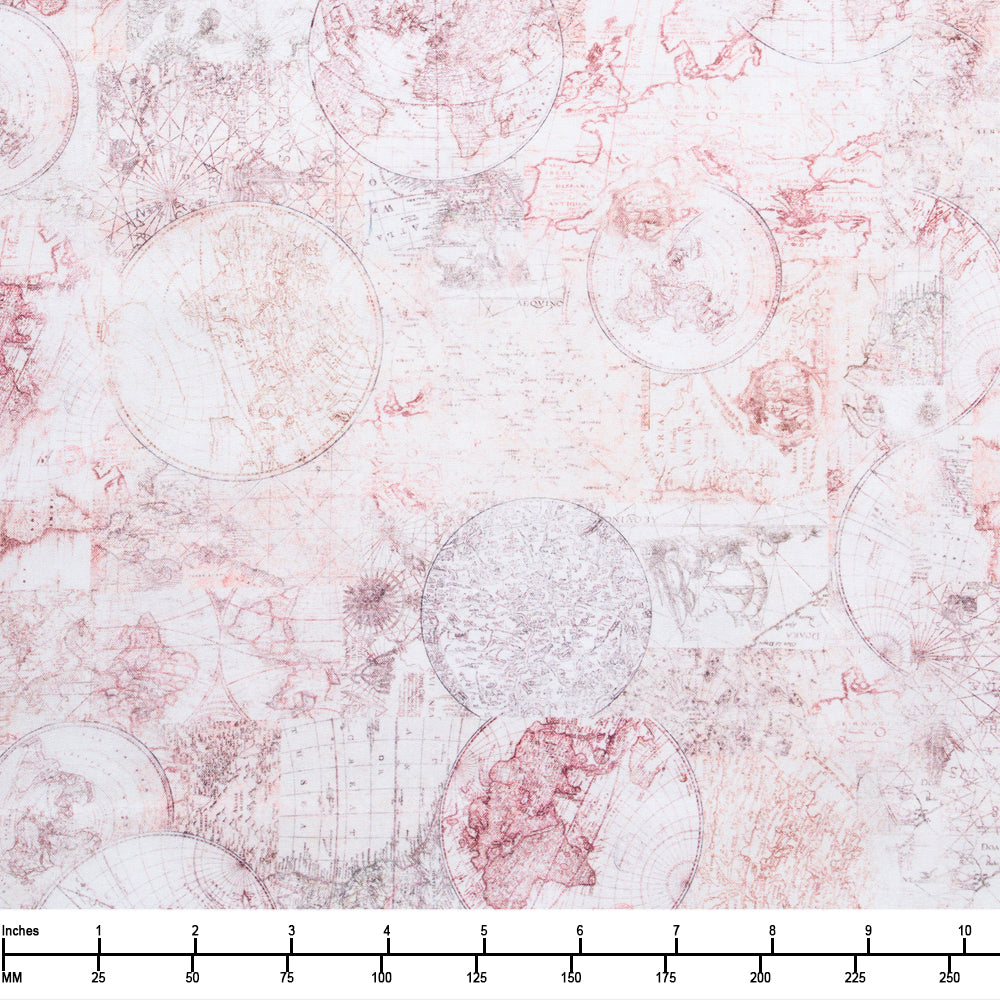 QT Fabrics Nauticus Map Tonal Birch 32056 E - 28-inch EOB Special