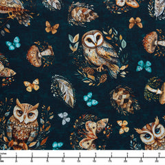 QT Fabrics Night Owls Owls 31566 Q Dk Teal - By The Yard