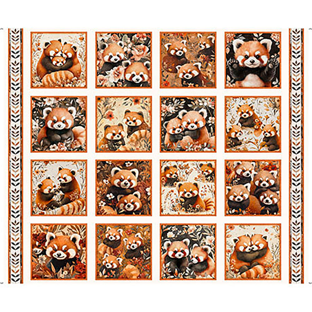 QT Fabrics Pandaland Panda Picture Patches Lt Cream 2600 31911 E - 32-inch EOB Special