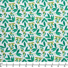 QT Fabrics Peonies & Posies Leaf & Sprig White 31619 Z - 32-inch EOB Special
