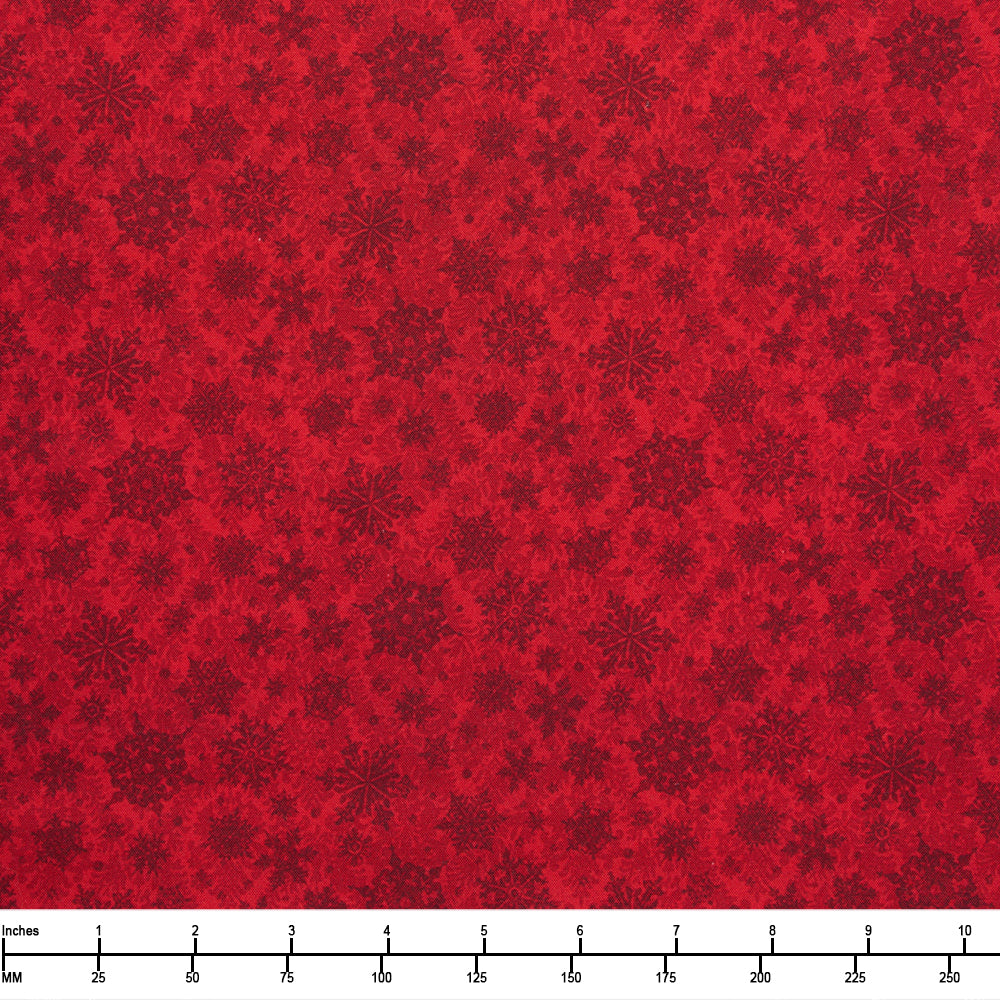 QT Fabrics Poinsettia Greetings Snowflake Tonal Red 2600 31085 R - By The Yard