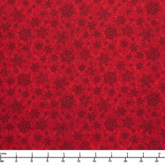 QT Fabrics Poinsettia Greetings Snowflake Tonal Red 2600 31085 R - By The Yard