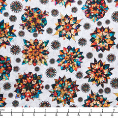 QT Fabrics Solstice Kaleidoscope Medallions White 31229 Z - 32-inch EOB Special
