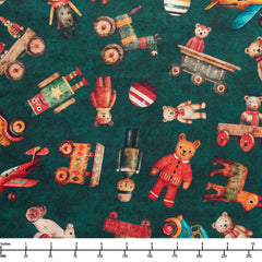 QT Fabrics Santas Workshop Toy Toss Forest 31075 F - 22-inch EOB Special