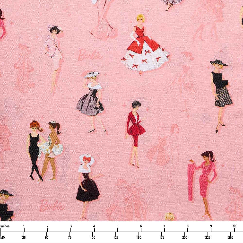 Riley Blake Barbie TM Vintage Main Pink CD16890 - 22-inch EOB Special